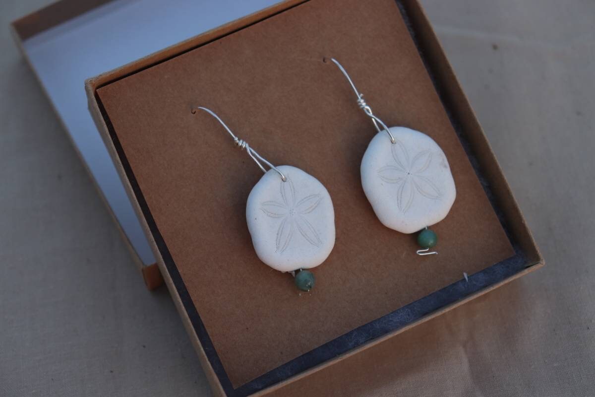 Grandidierite | Sterling Silver | Sand Dollar Earrings