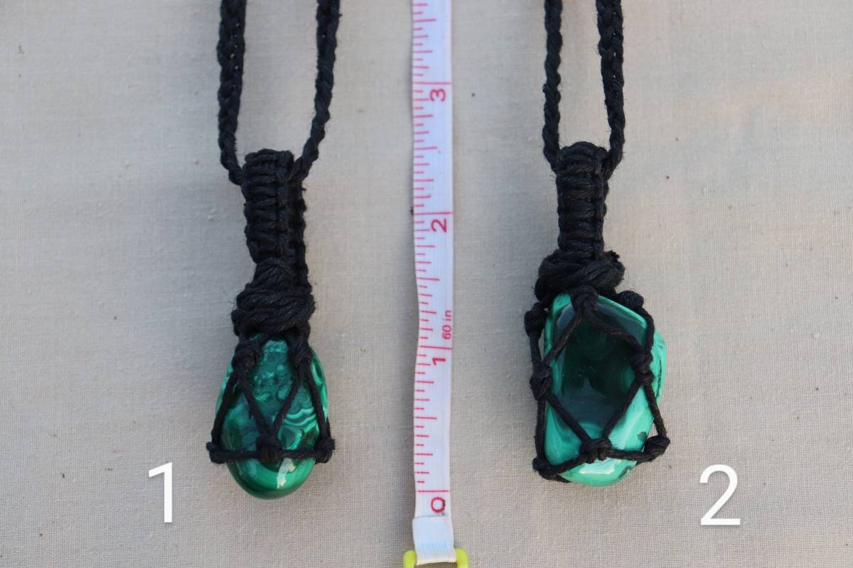 Malachite | Black Hemp Wrapped Necklace