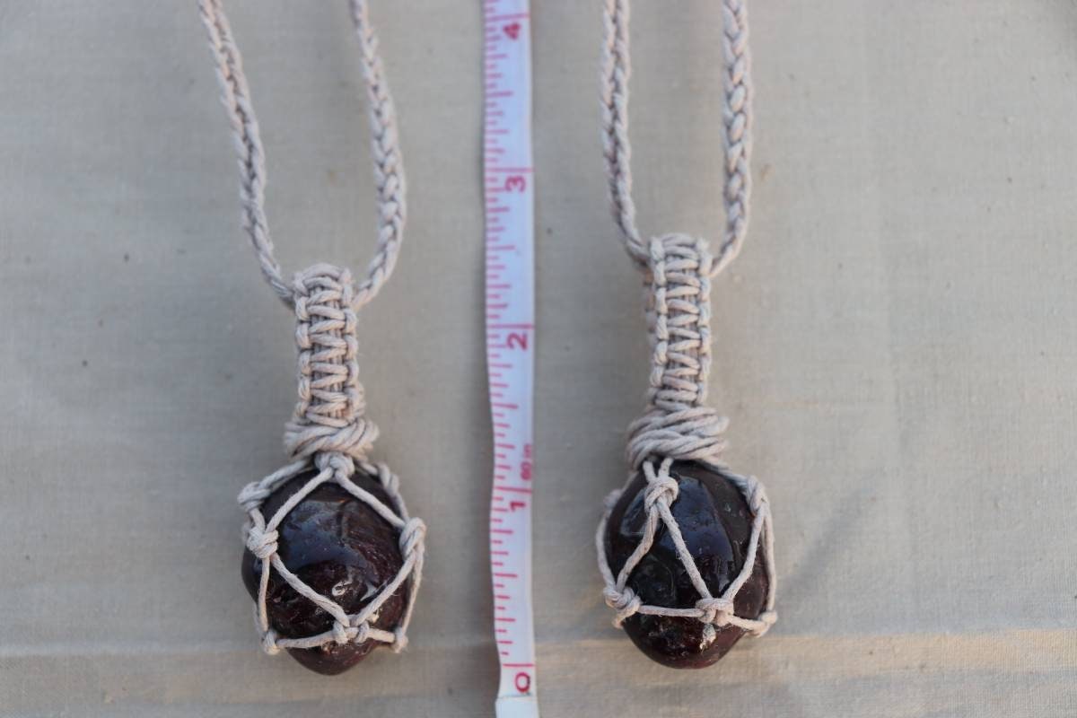 Garnet | Beige Hemp Wrapped Necklace