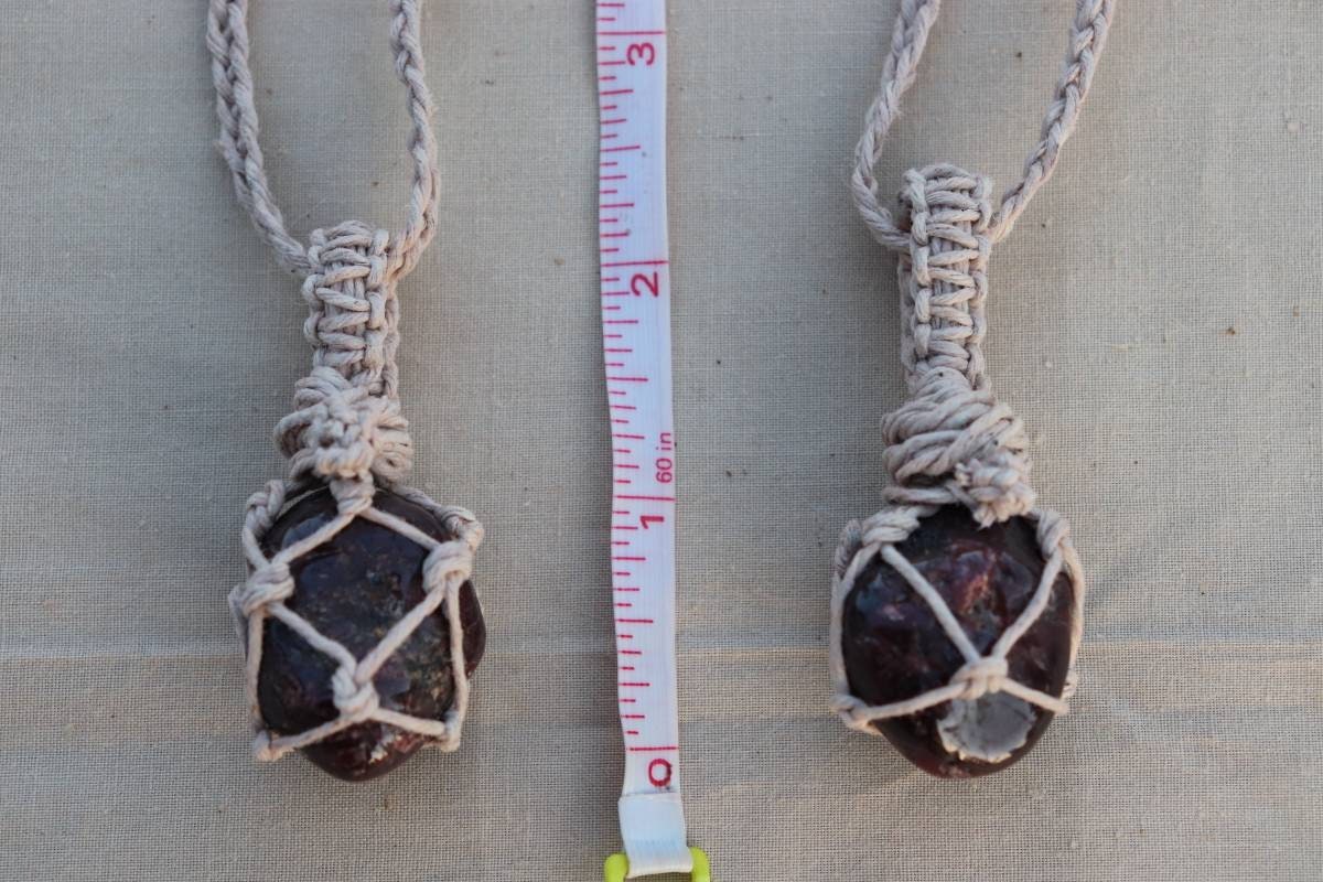 Garnet | Beige Hemp Wrapped Necklace