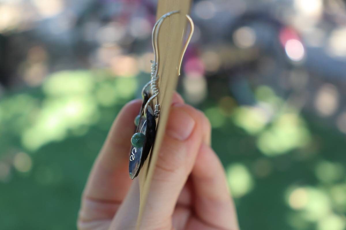 Grandidierite | Sterling Silver | Mussel Earrings