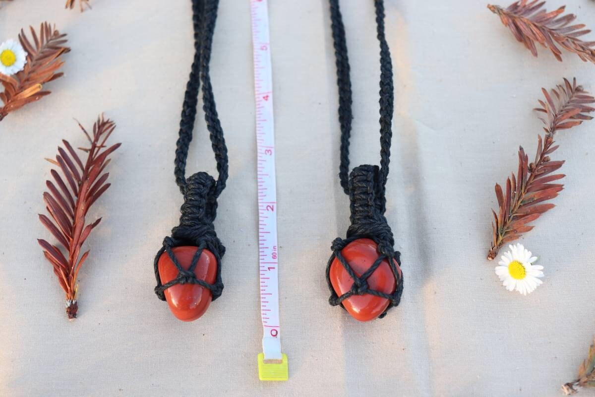 Red Jasper | Black Hemp Wrapped Necklaces