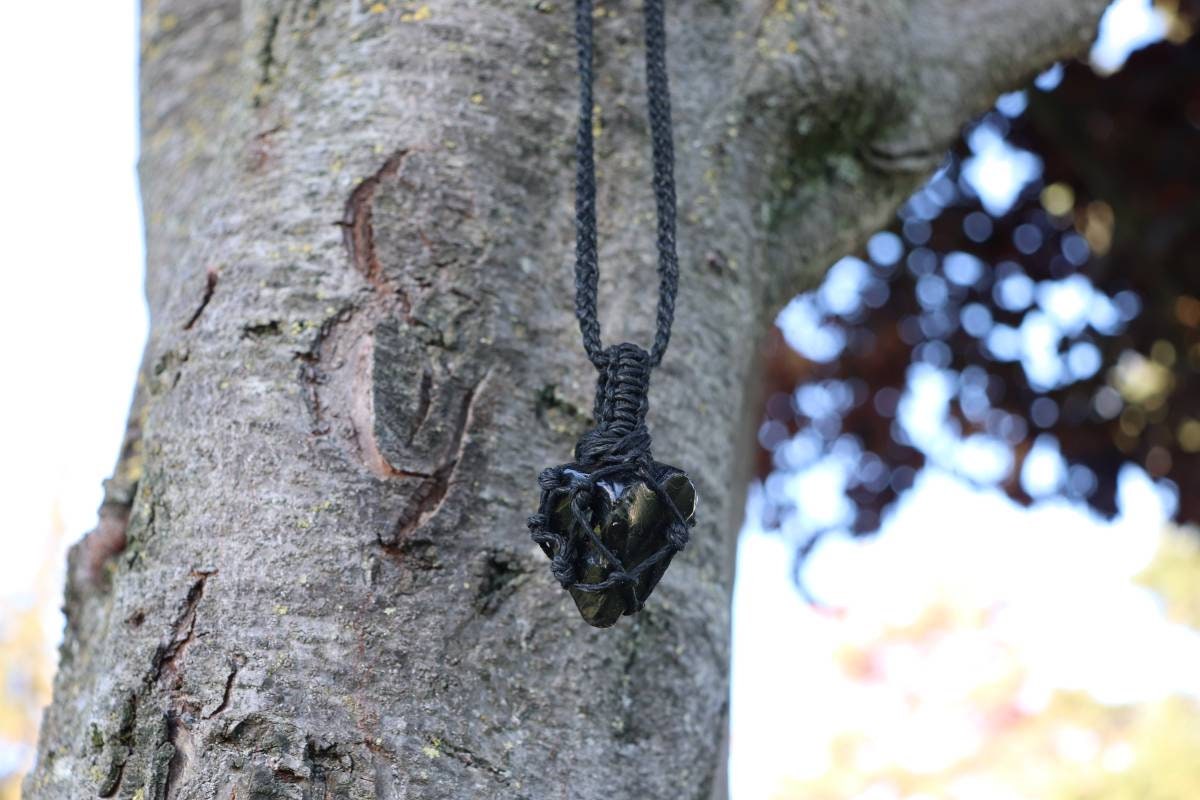 Black Obsidian | Black Hemp Wrapped Necklaces