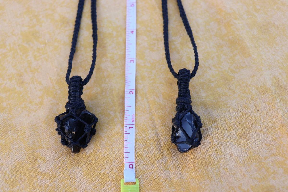 Black Obsidian | Black Hemp Wrapped Necklaces