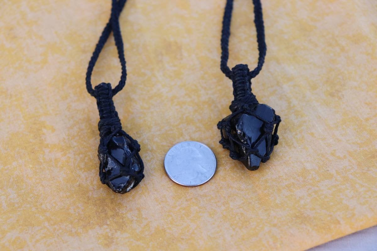 Black Obsidian | Black Hemp Wrapped Necklaces