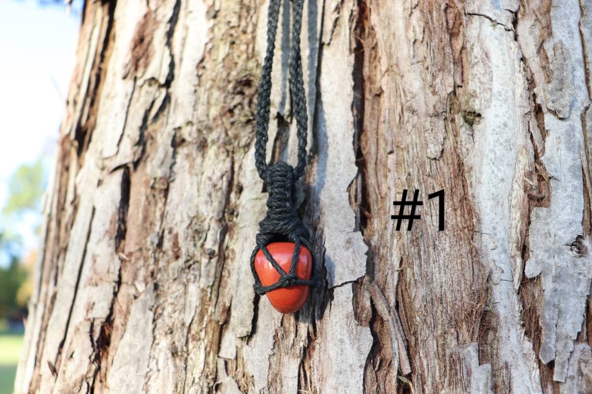 Red Jasper | Black Hemp Wrapped Necklaces