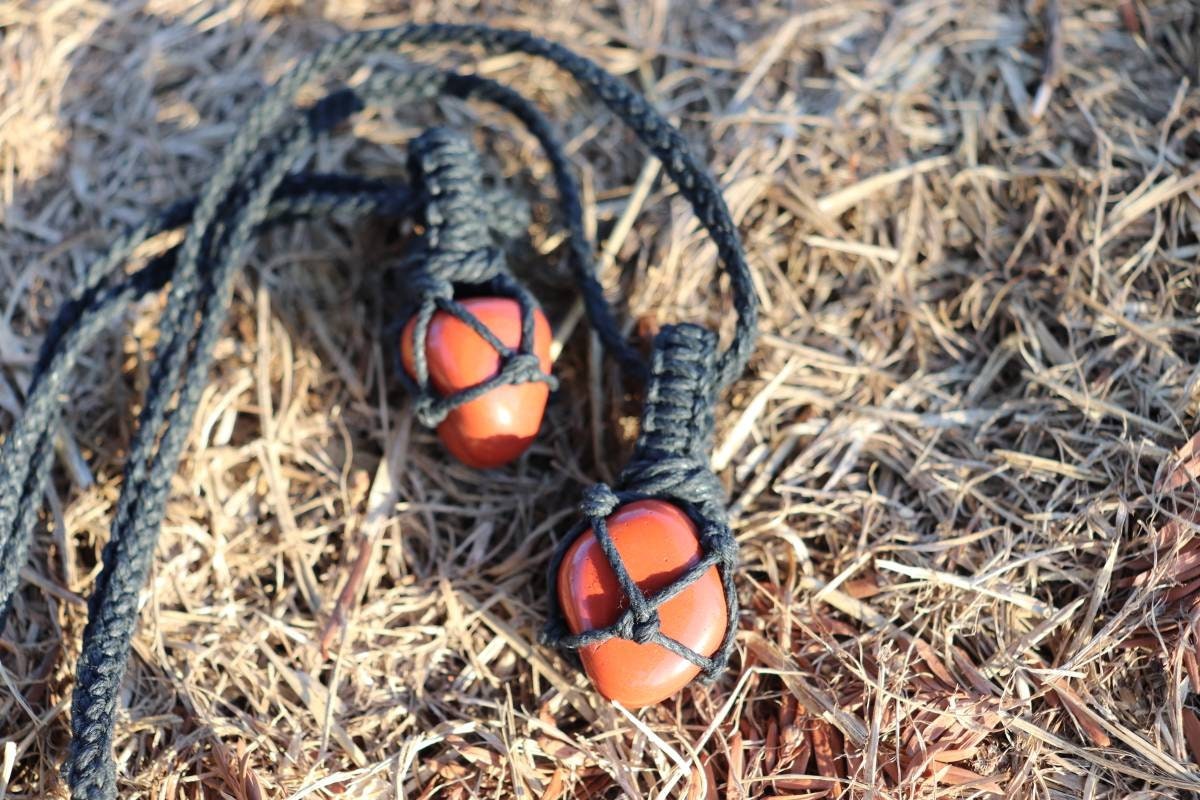 Red Jasper | Black Hemp Wrapped Necklaces