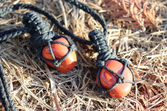 Red Jasper | Black Hemp Wrapped Necklaces