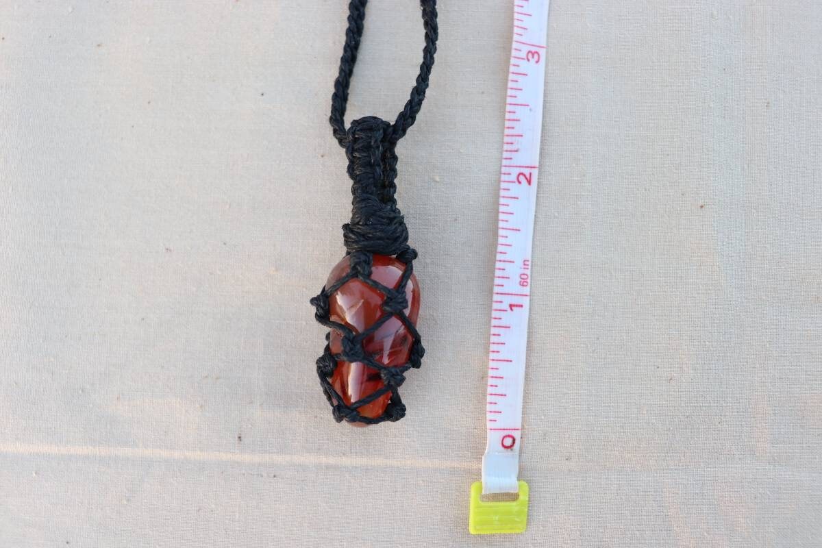 Agate | Black Hemp Wrapped Necklace