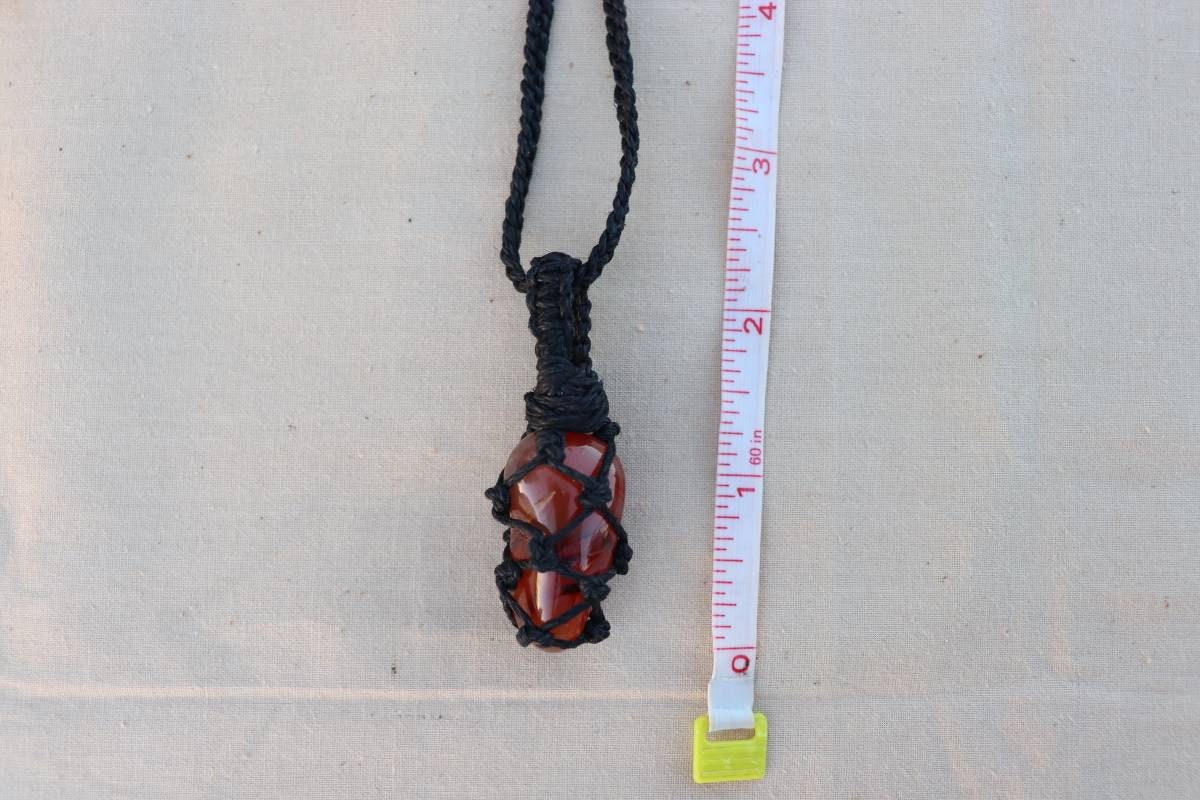 Agate | Black Hemp Wrapped Necklace